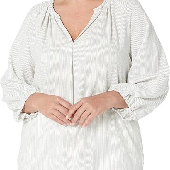 Calvin Klein Women's Plus Size Sportswear Everyday Loose Textured Stripe Blouse - Picture 8 of 12
